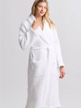 Barefoot Dreams Plush Shawl-Collar Robe in White